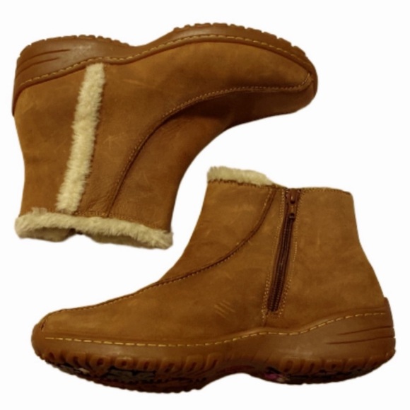 Sofft Tan Nubuck Shearling Trimmed Ankle Boots Size 8.5 - Picture 7 of 16